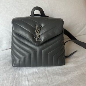 YSL Small Loulou Backpack Gray